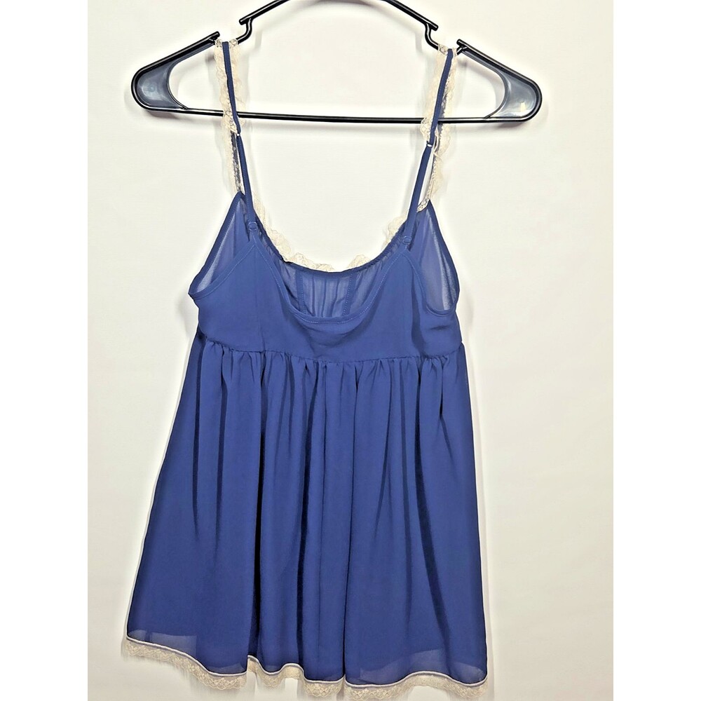 Y2K Victoria Secret Sheer Lace Trim Milkmaid Camisole Top MED Babydoll Coquette - Picture 3 of 9